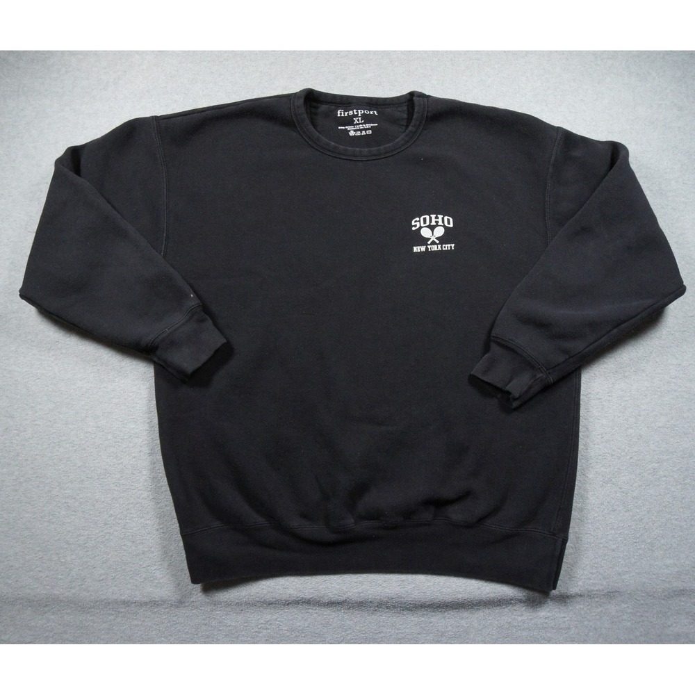 Firstport Sweatshirt Mens XLarge Black Crewneck SOHO New York City Sweater Adult
